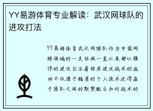 YY易游体育专业解读：武汉网球队的进攻打法